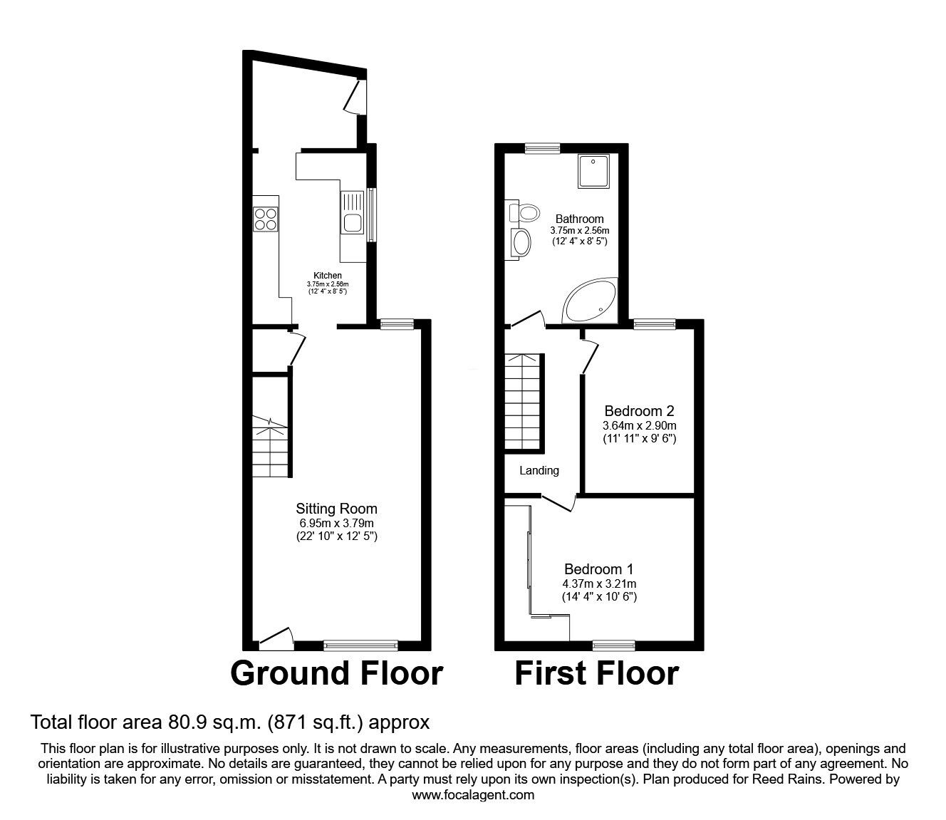 Floorplan of 2 bedroom Mid Terrace House for sale, Cosgrove Street, Cleethorpes, Lincolnshire, DN35