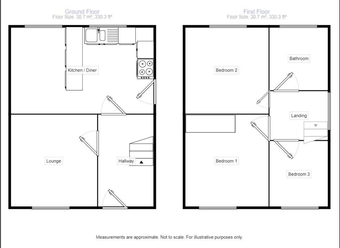 Floorplan of 3 bedroom End Terrace House to rent, Blaydon Grove, Grimsby, Lincolnshire, DN34