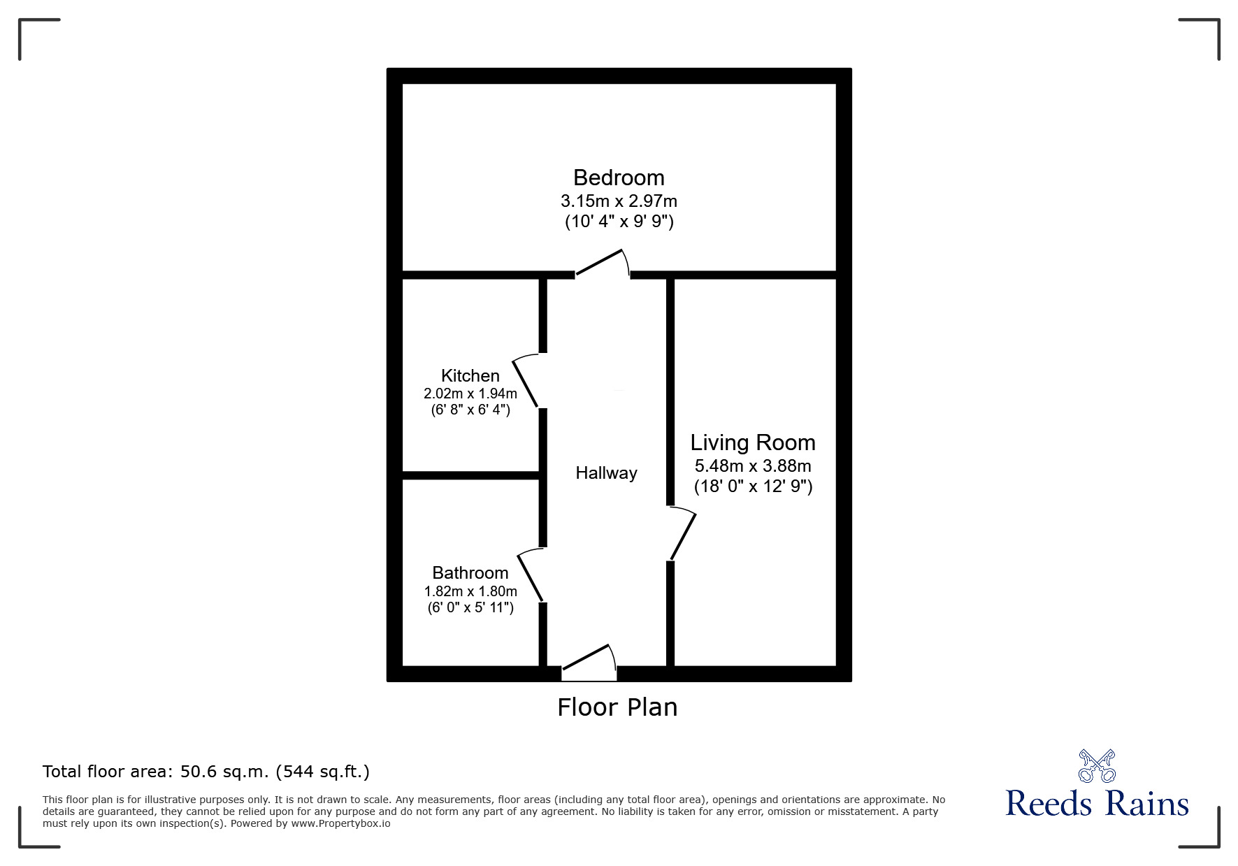 Floorplan of 1 bedroom Flat to rent, Wellington Court, Grimsby, Lincolnshire, DN32