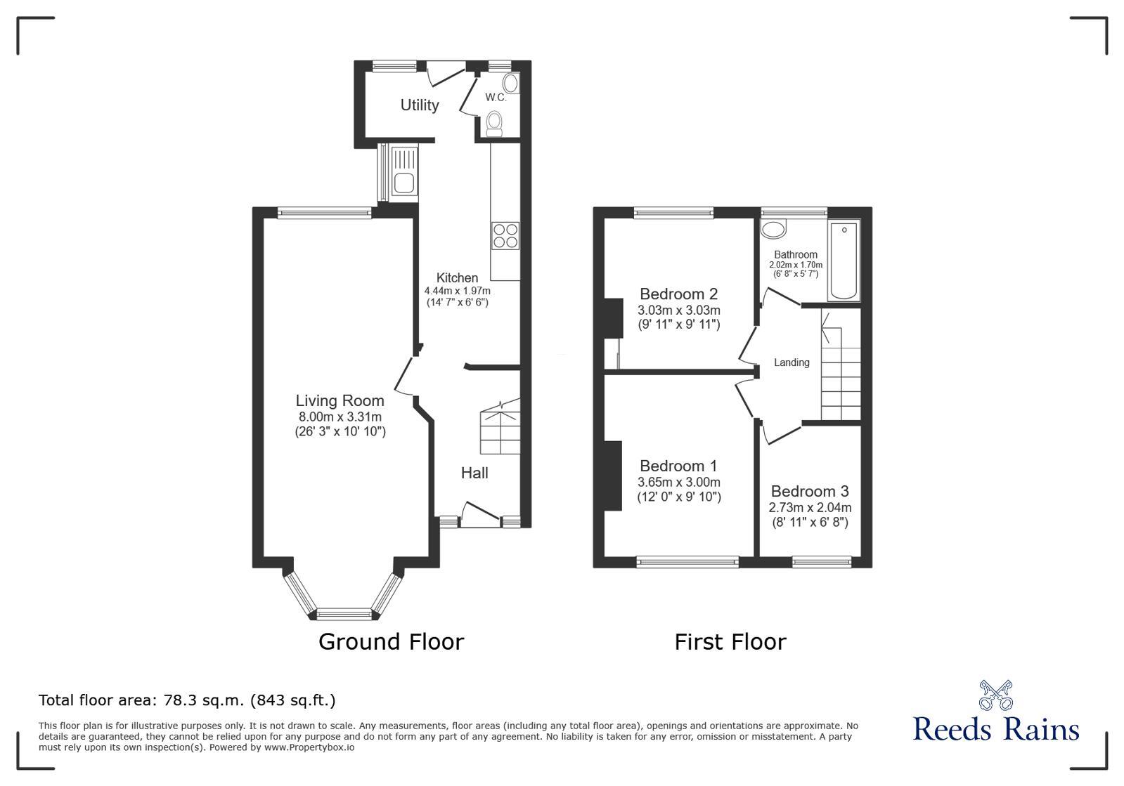 Floorplan of 3 bedroom Mid Terrace House for sale, Stratford Avenue, Grimsby, Lincolnshire, DN33