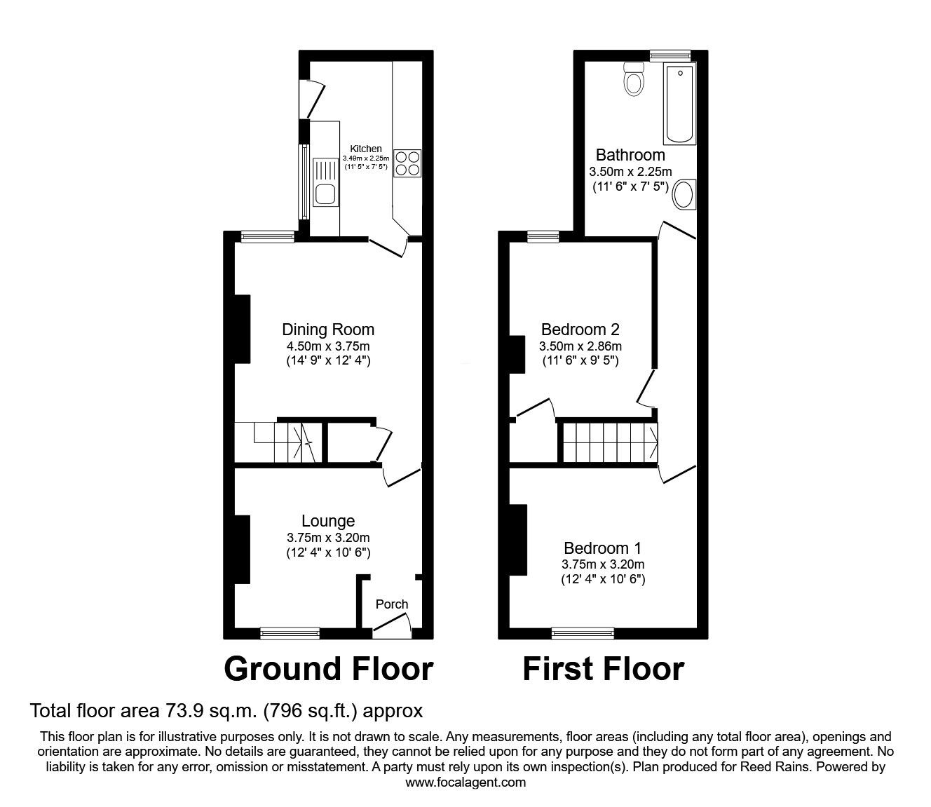 Floorplan of 2 bedroom Mid Terrace House for sale, Stanley Street, Grimsby, Lincolnshire, DN32