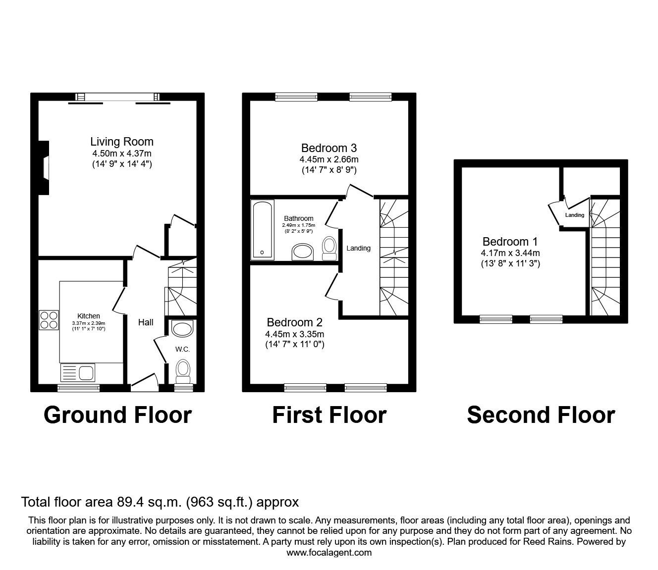 Floorplan of 3 bedroom Mid Terrace House for sale, Chatsworth Close, Laceby, Lincolnshire, DN37