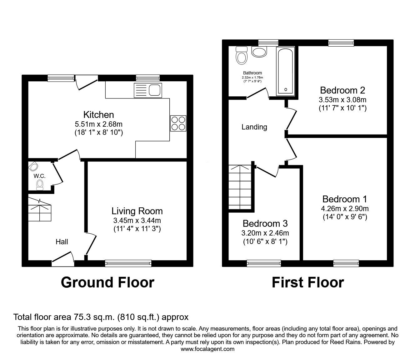 Floorplan of 3 bedroom Semi Detached House to rent, Salamander Close, Grimsby, Lincolnshire, DN31