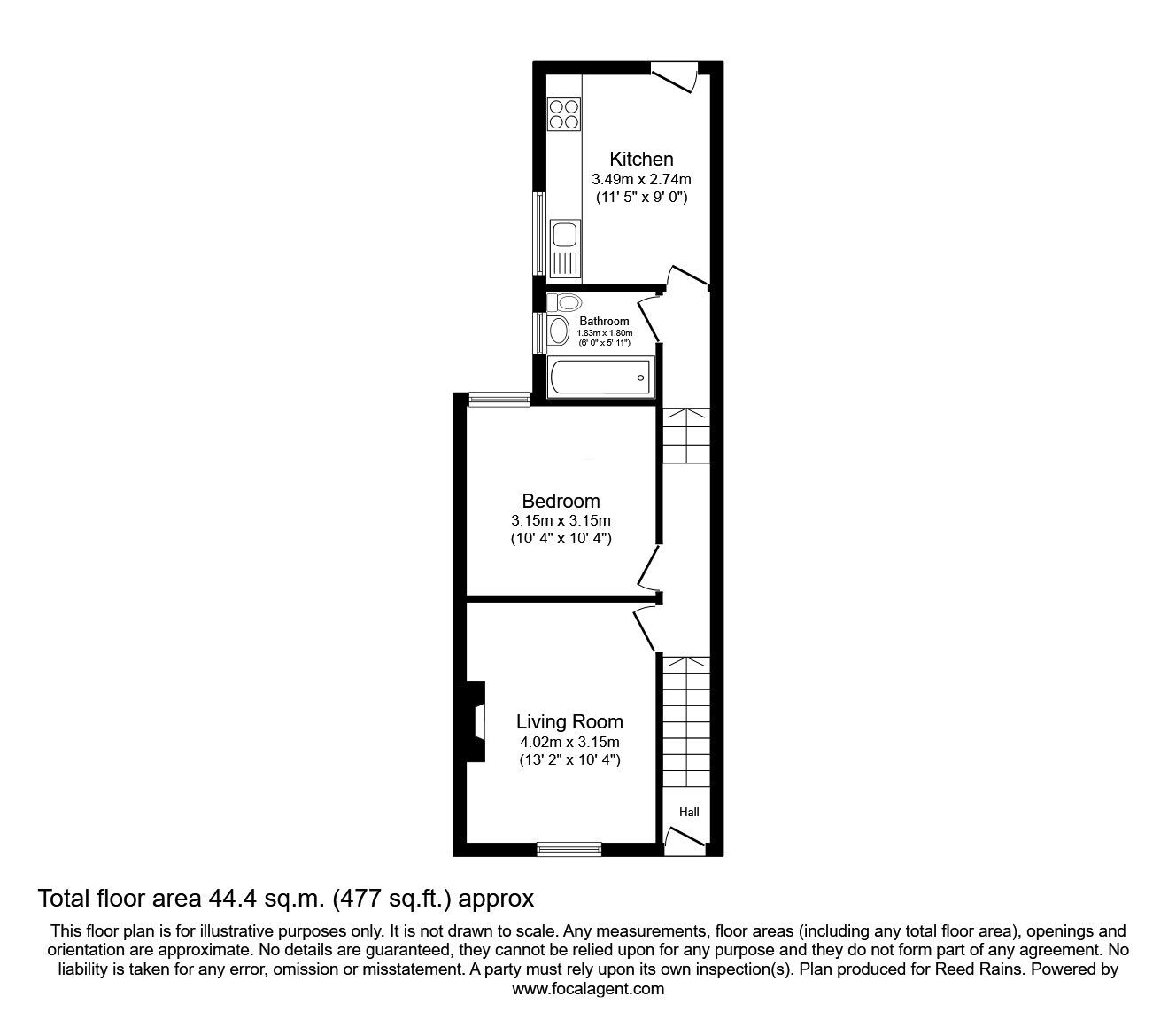 Floorplan of 1 bedroom Flat to rent, Gilbey Road, Grimsby, Lincolnshire, DN31