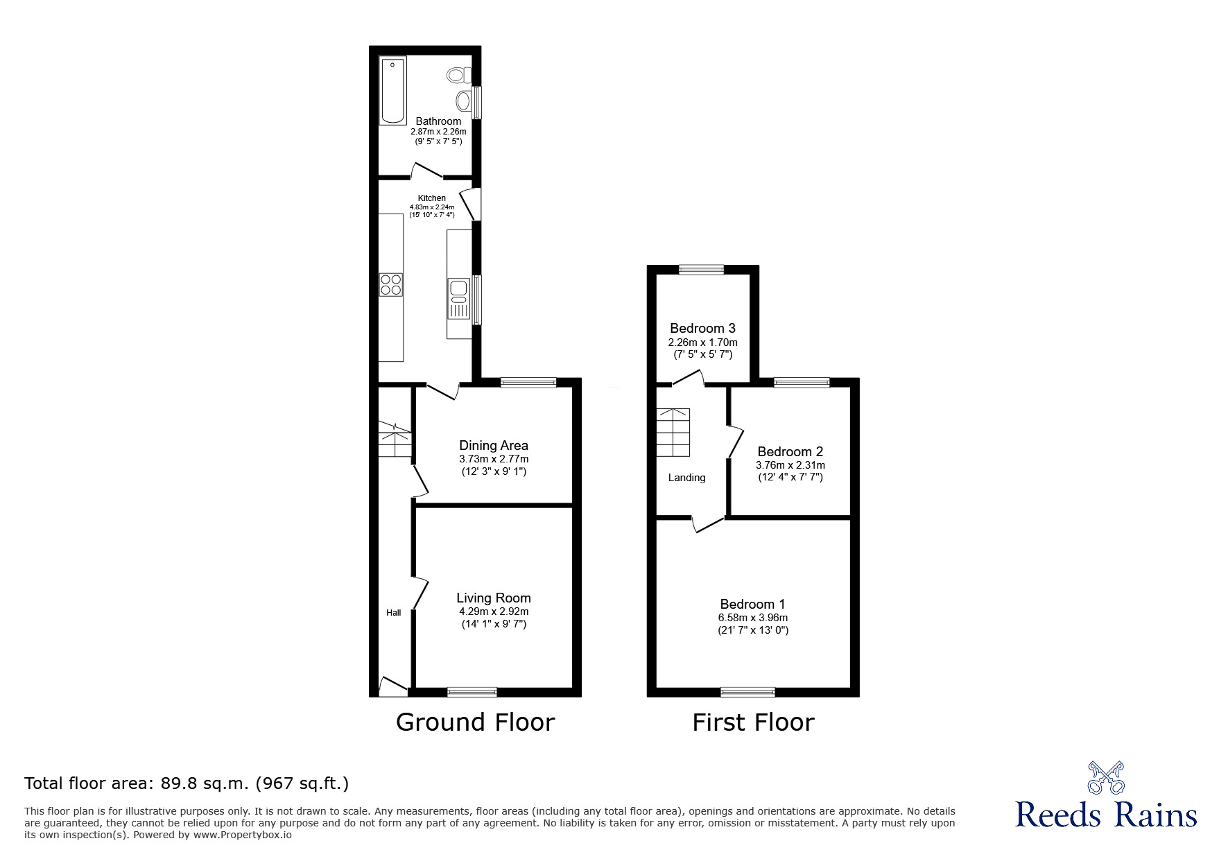 Floorplan of 3 bedroom Mid Terrace House to rent, Barcroft Street, Cleethorpes, Lincolnshire, DN35