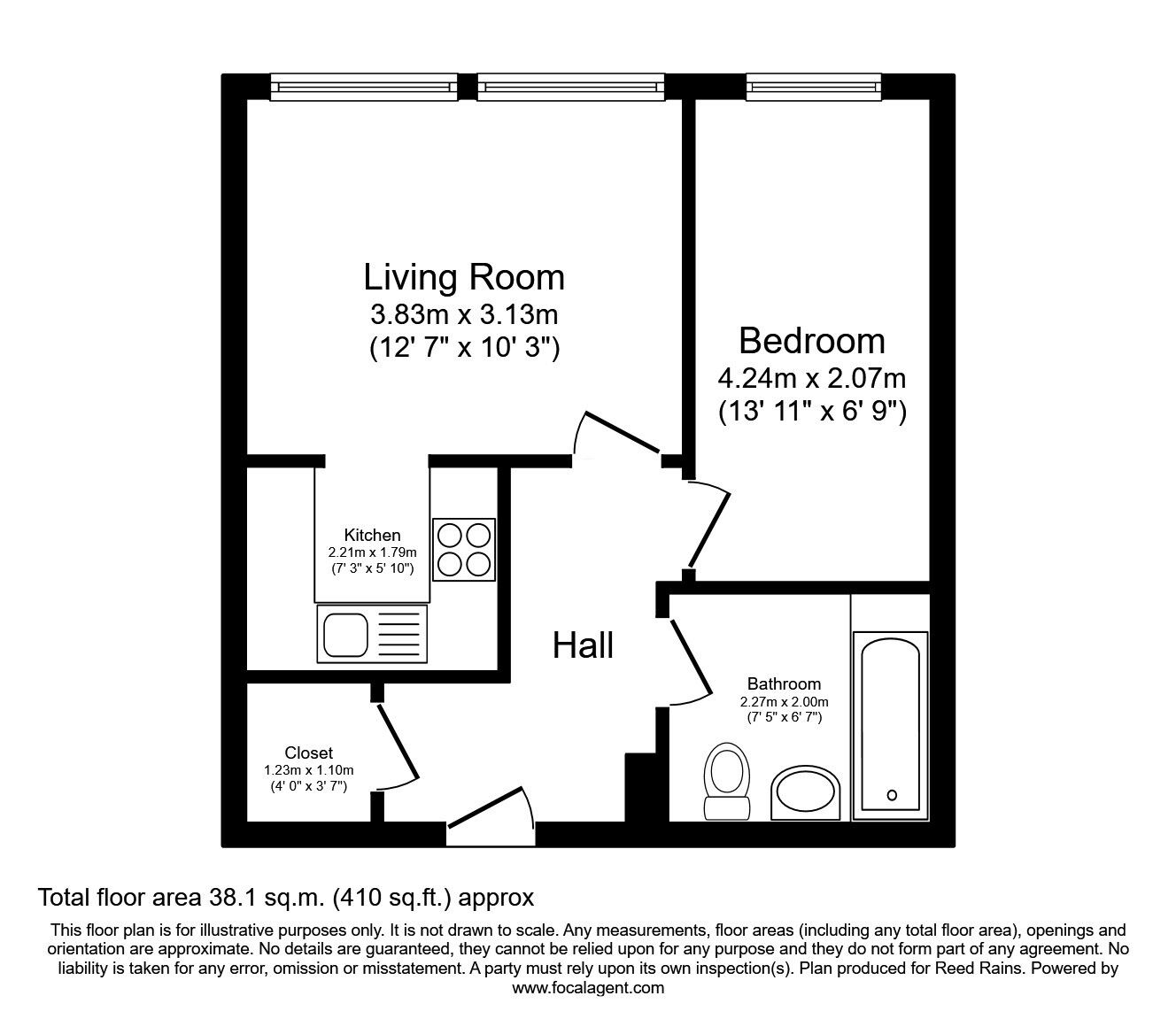 Floorplan of 1 bedroom Flat to rent, Victoria Street, Grimsby, Lincolnshire, DN31