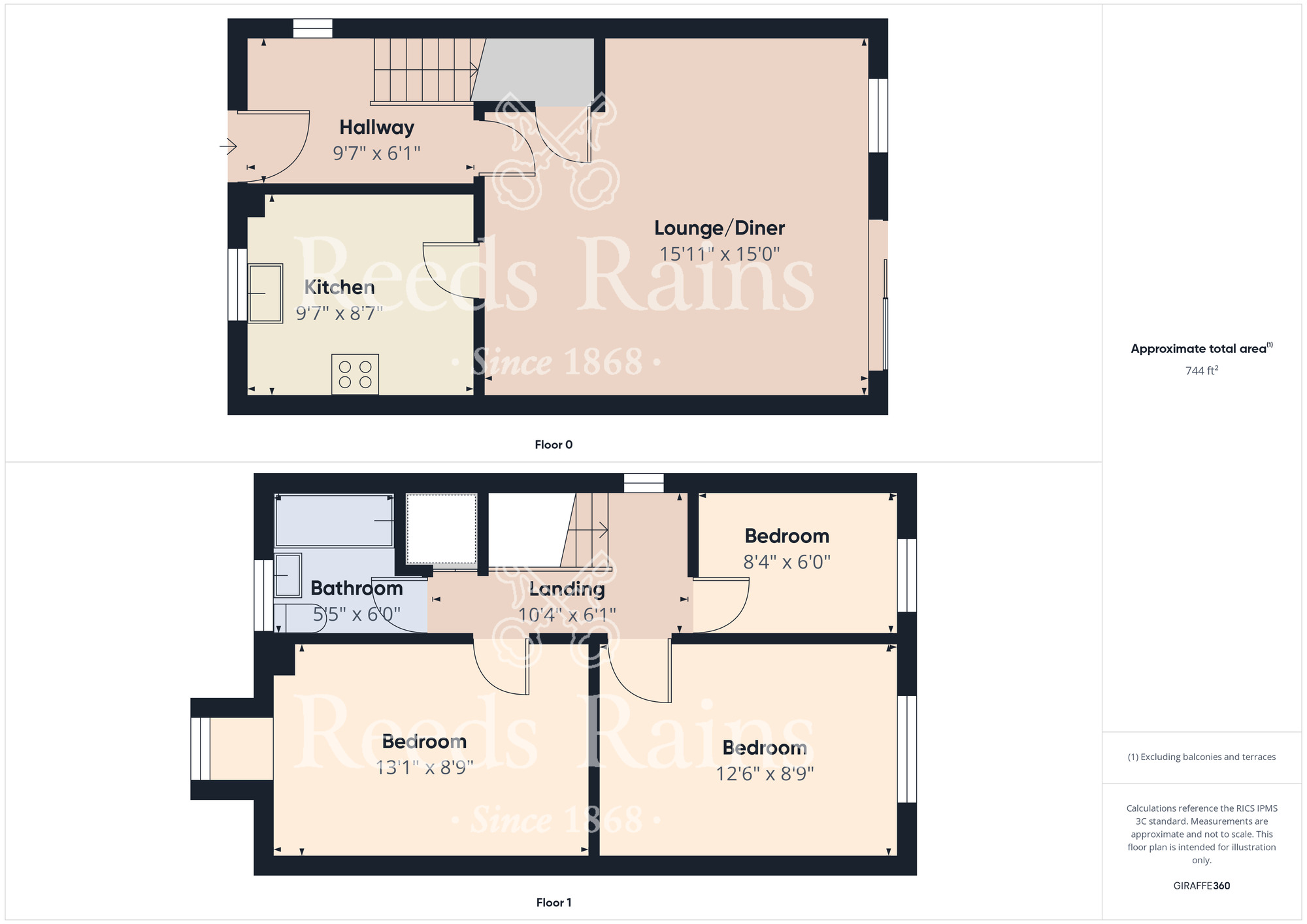 Floorplan of 3 bedroom Semi Detached House for sale, Cross Row, Boosbeck, North Yorkshire, TS12