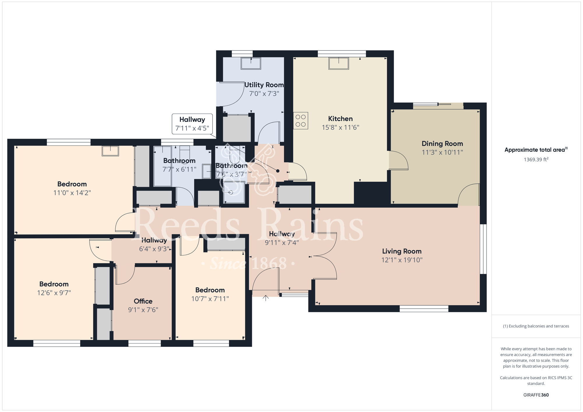 Floorplan of 4 bedroom Detached Bungalow for sale, Hutton Village, Guisborough, North Yorkshire, TS14