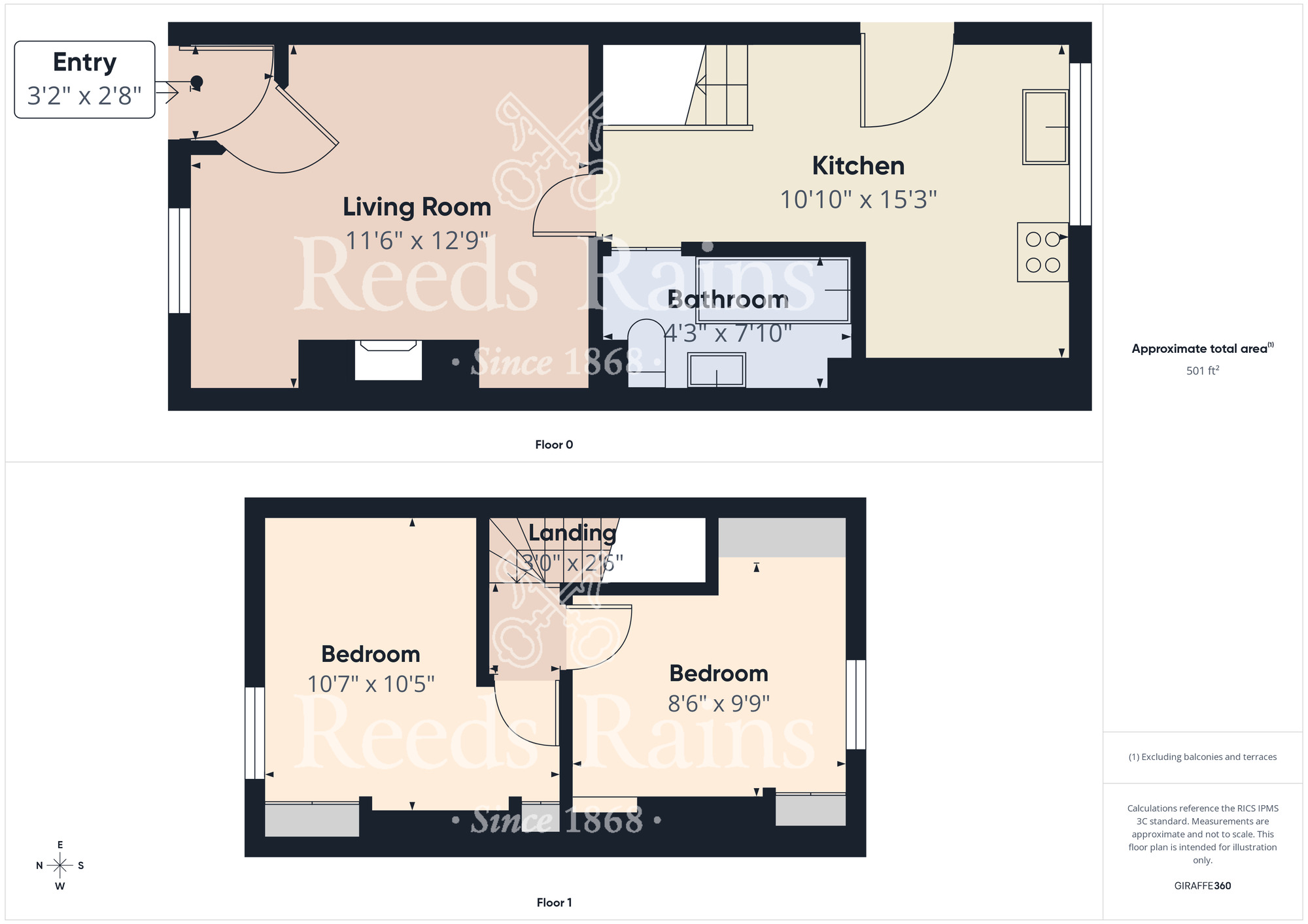 Floorplan of 2 bedroom End Terrace House for sale, Avenue Place, Guisborough, North Yorkshire, TS14
