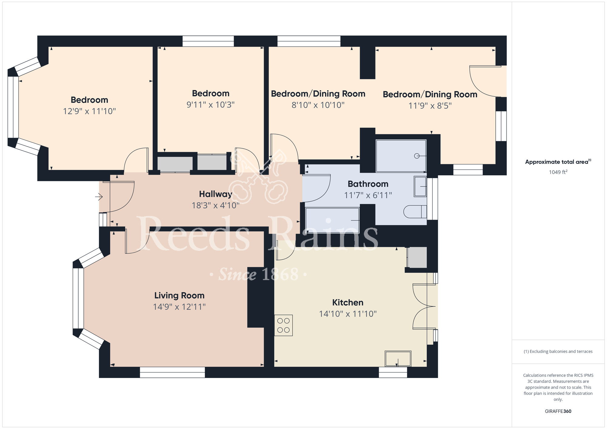 Floorplan of 3 bedroom Detached Bungalow for sale, Severn Drive, Guisborough, North Yorkshire, TS14