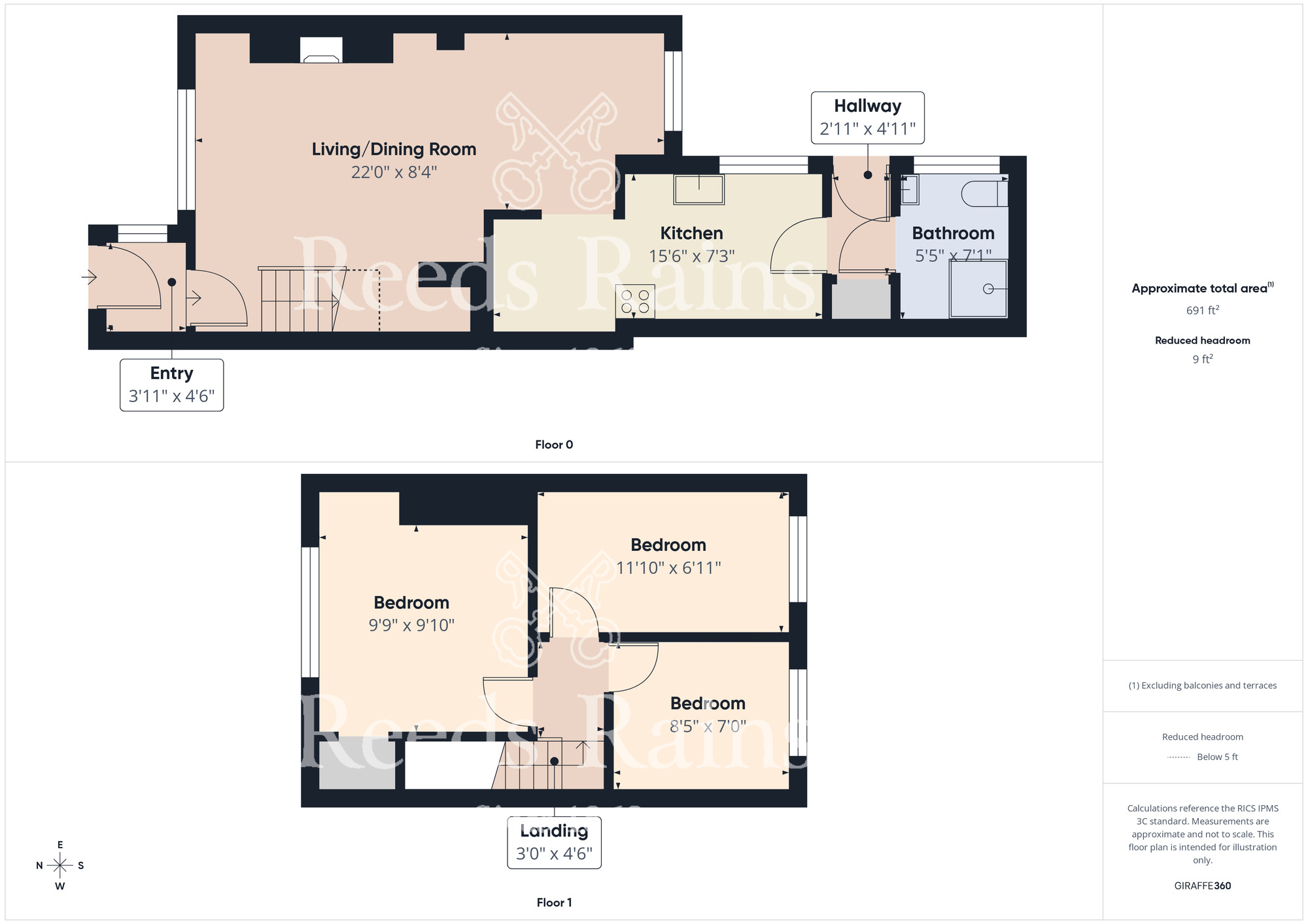Floorplan of 3 bedroom Mid Terrace House for sale, Margrove Park, Boosbeck, North Yorkshire, TS12