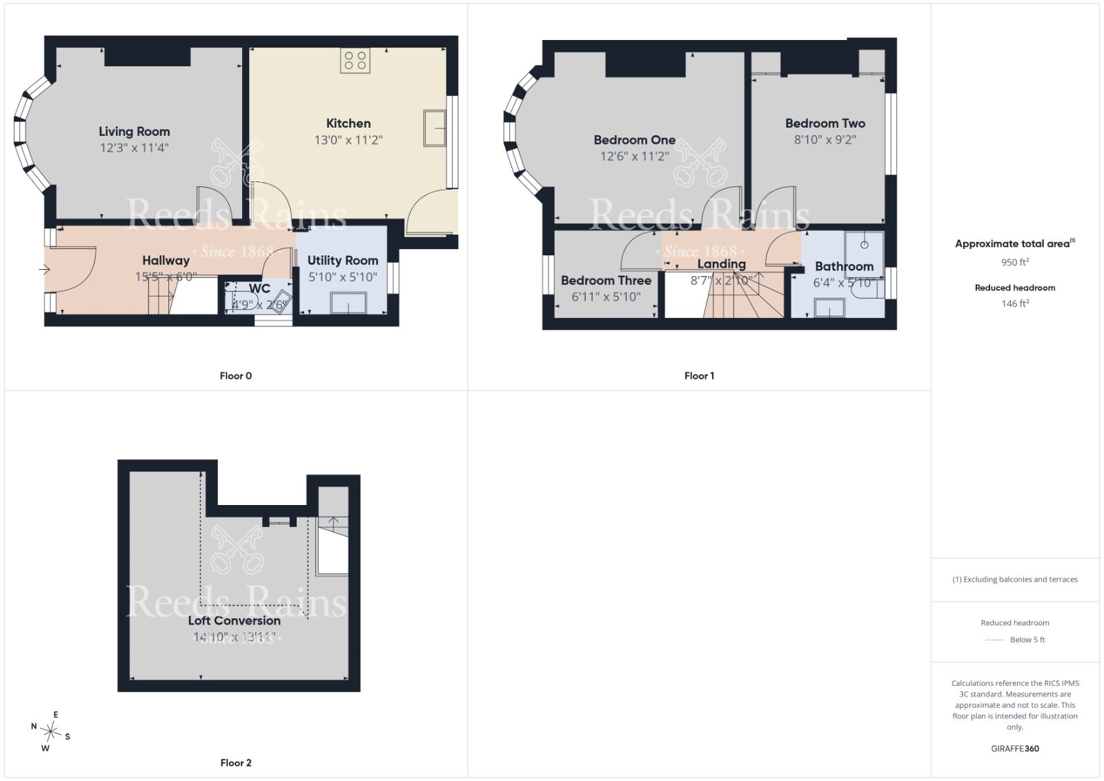 Floorplan of 3 bedroom Semi Detached House for sale, Westgate, Guisborough, North Yorkshire, TS14