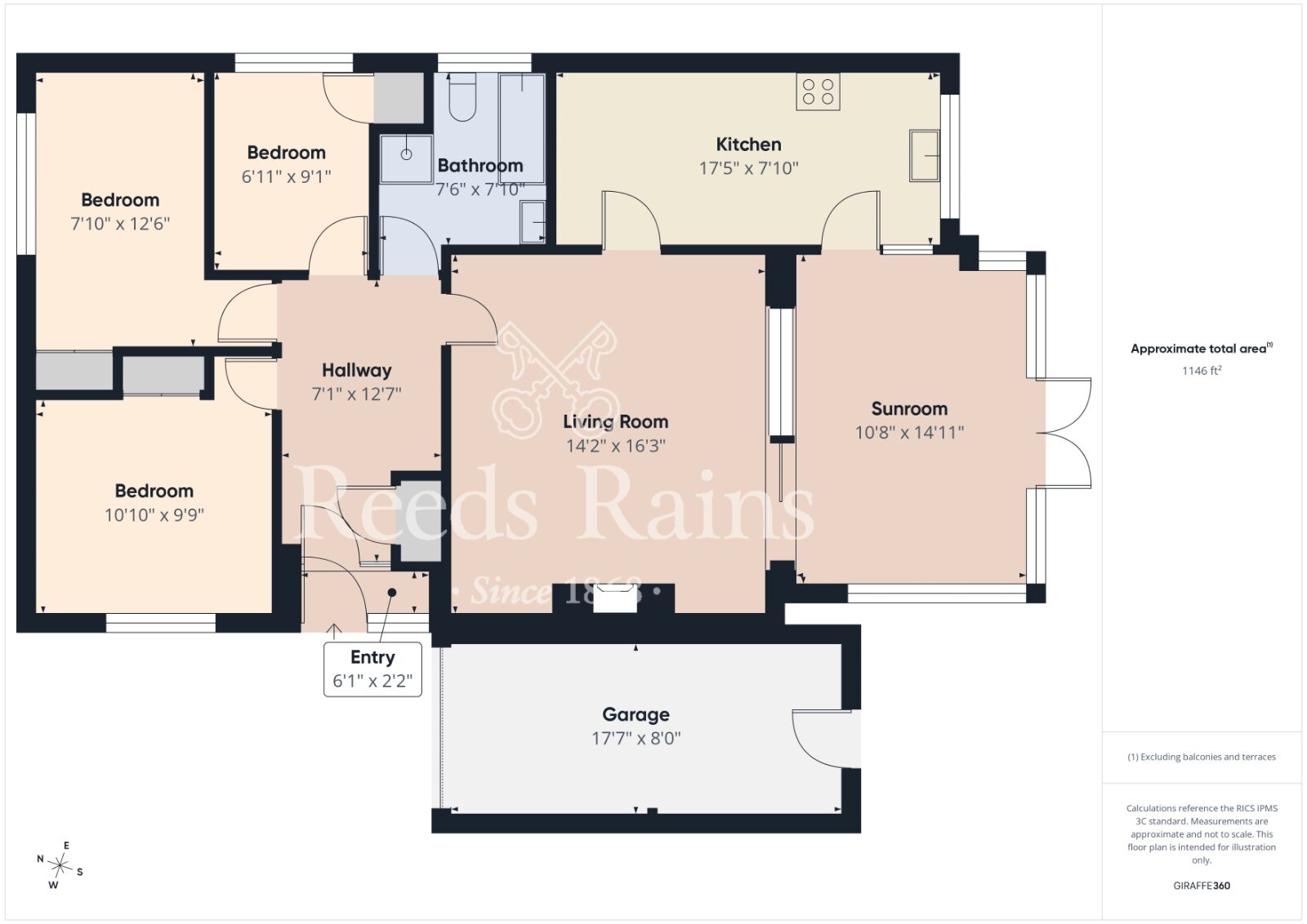 Floorplan of 3 bedroom Detached Bungalow for sale, Eglinton Avenue, Guisborough, North Yorkshire, TS14
