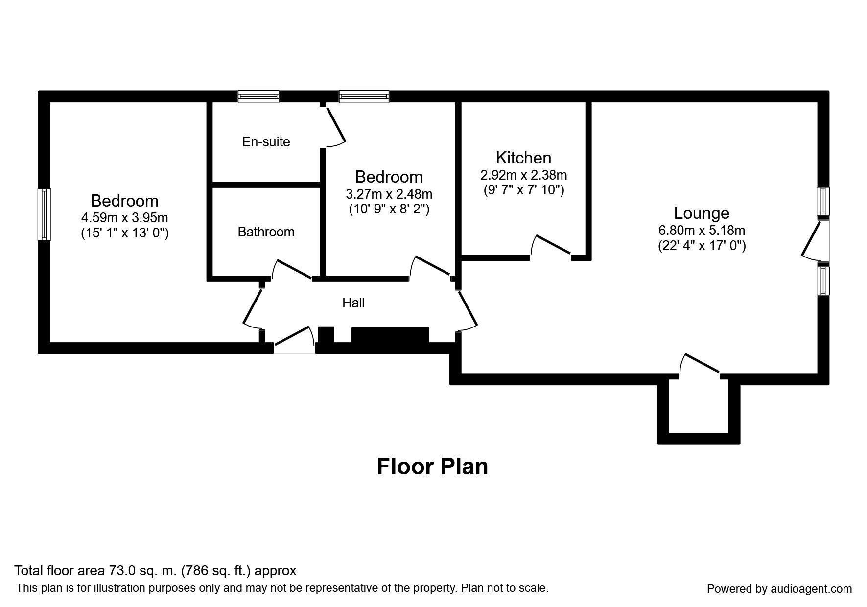 Floorplan of 2 bedroom  Flat to rent, Savile Park Road, Halifax, West Yorkshire, HX1