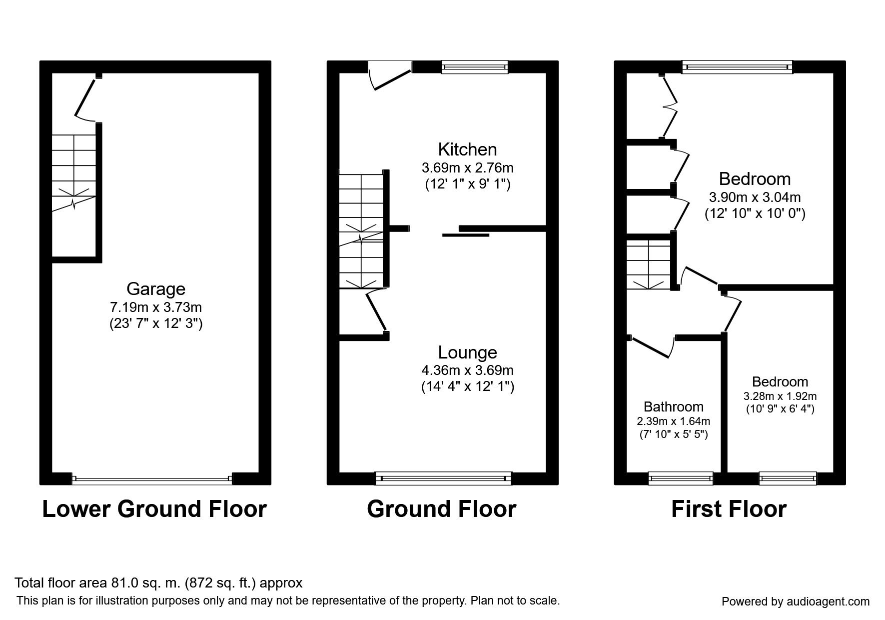 Floorplan of 2 bedroom Mid Terrace House to rent, Keswick Close, Siddal, West Yorkshire, HX3