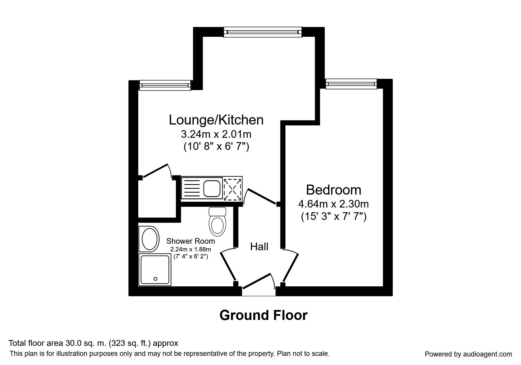 Floorplan of 1 bedroom  Flat to rent, Cumberland Close, Halifax, West Yorkshire, HX2