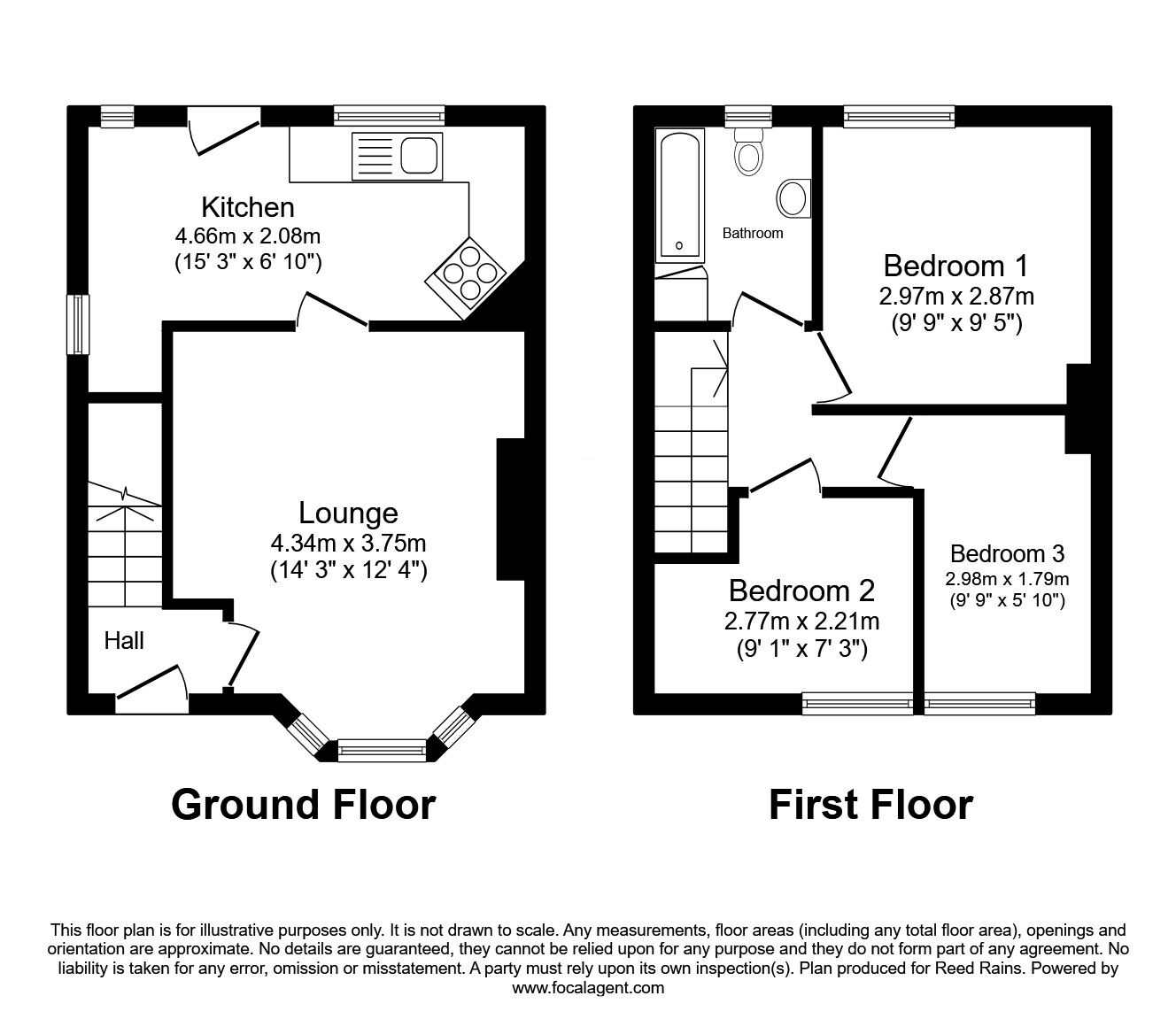 Floorplan of 3 bedroom End Terrace House for sale, Yew Trees, Southowram, West Yorkshire, HX3