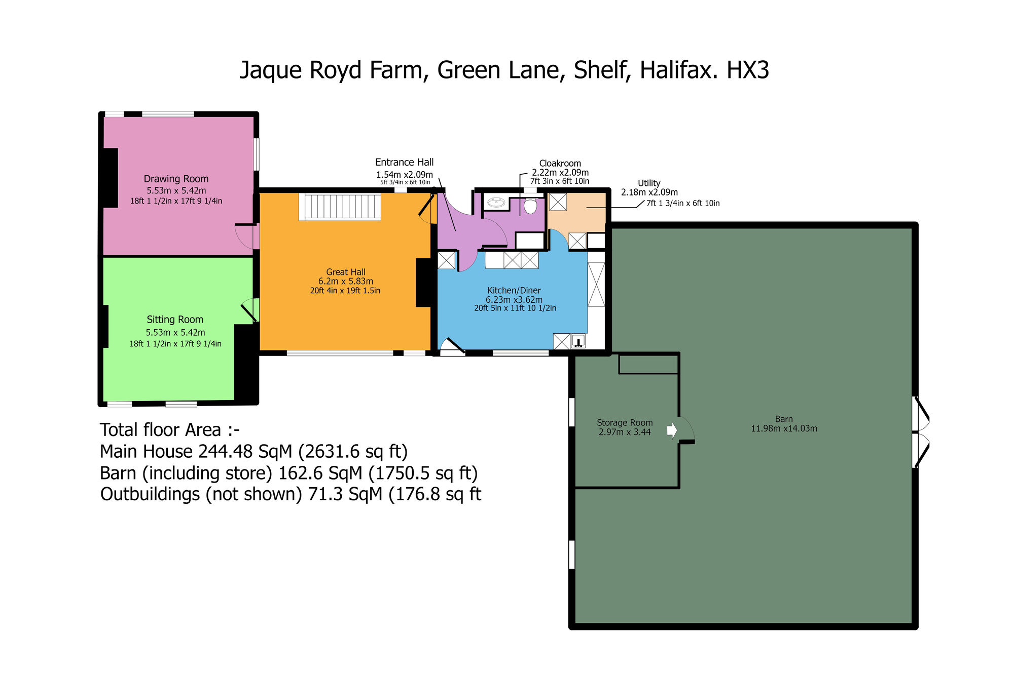 Floorplan of 4 bedroom Detached House for sale, Shelf, Halifax, West Yorkshire, HX3