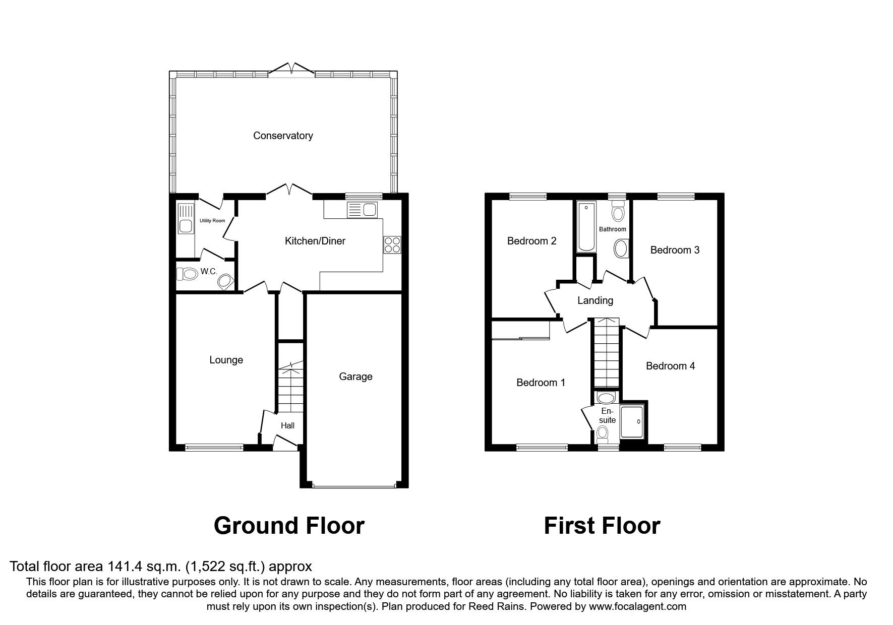 Floorplan of 4 bedroom Detached House to rent, Manger Gardens, Halifax, West Yorkshire, HX2