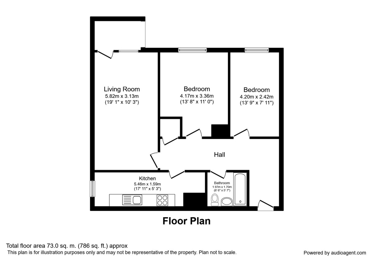 Floorplan of 2 bedroom  Flat to rent, Wheatley Court, Halifax, West Yorkshire, HX2