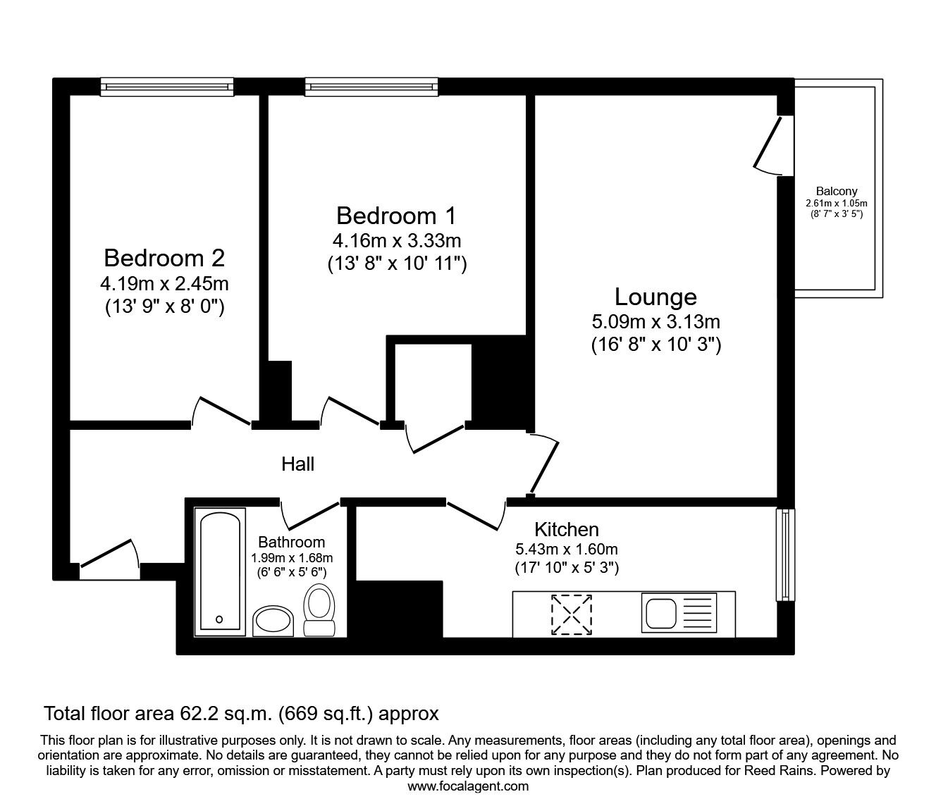 Floorplan of 2 bedroom  Flat to rent, Wheatley Court, Halifax, West Yorkshire, HX2