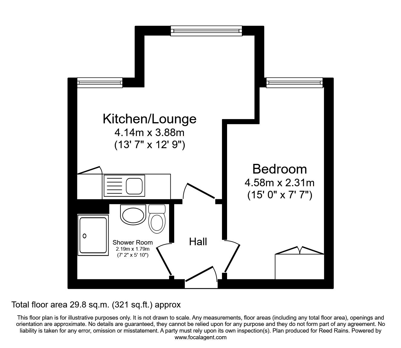 Floorplan of 1 bedroom  Flat to rent, Weavers Brook, Cumberland Close, West Yorkshire, HX2