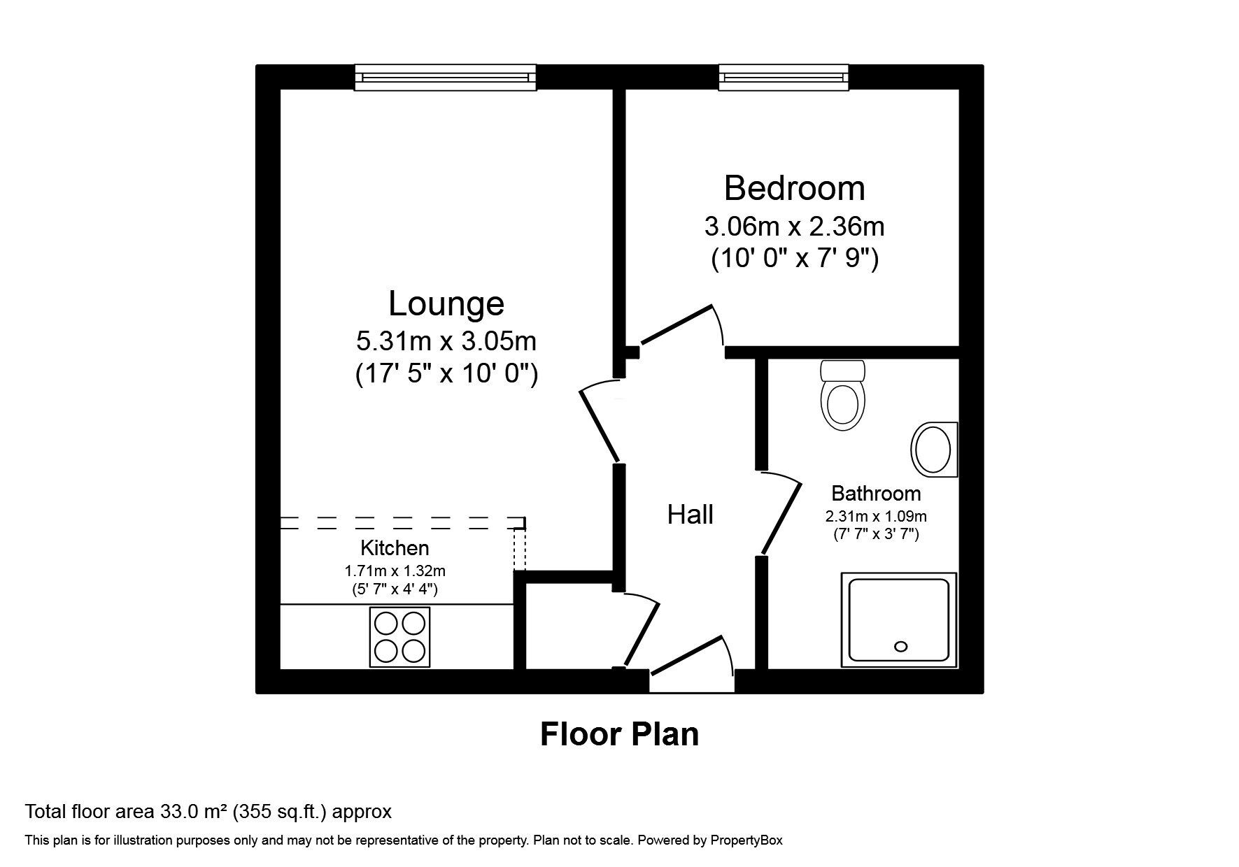 Floorplan of 1 bedroom  Flat to rent, Weavers Brook, Cumberland Close, West Yorkshire, HX2