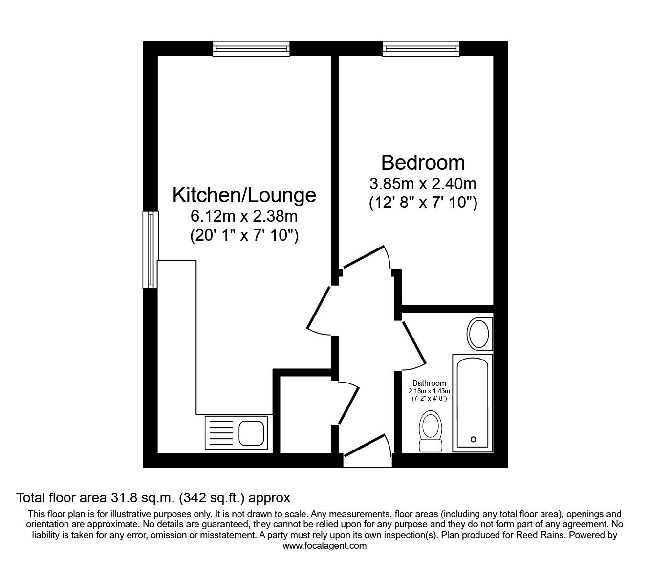 Floorplan of 1 bedroom  Flat to rent, Sunderland Street, Halifax, West Yorkshire, HX1