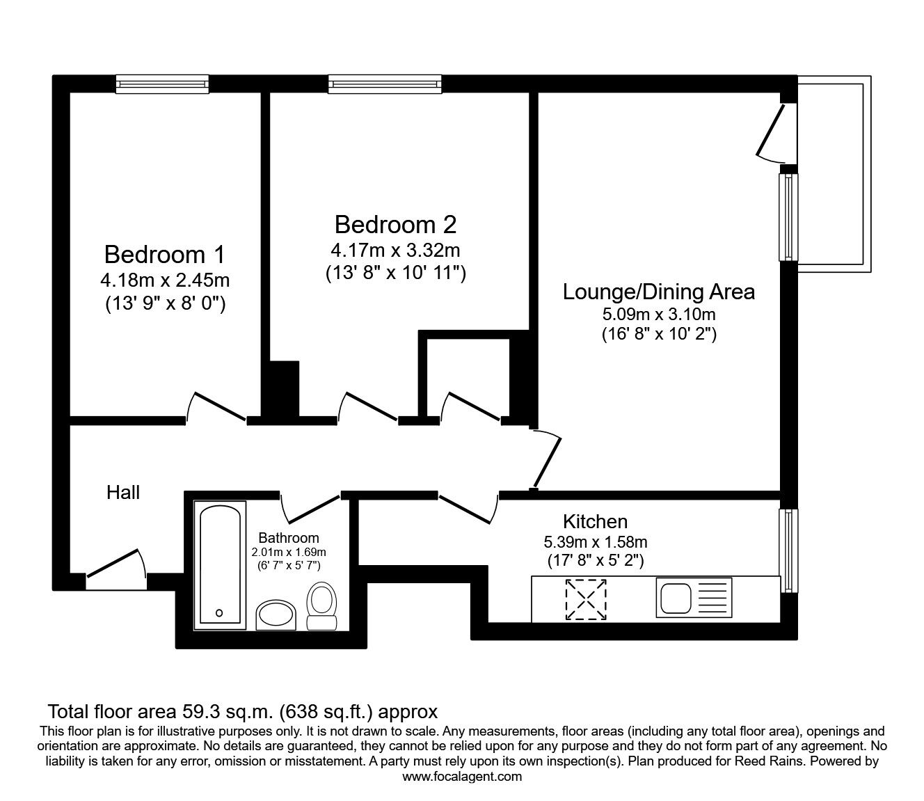Floorplan of 2 bedroom  Flat for sale, Wheatley Court, Halifax, West Yorkshire, HX2