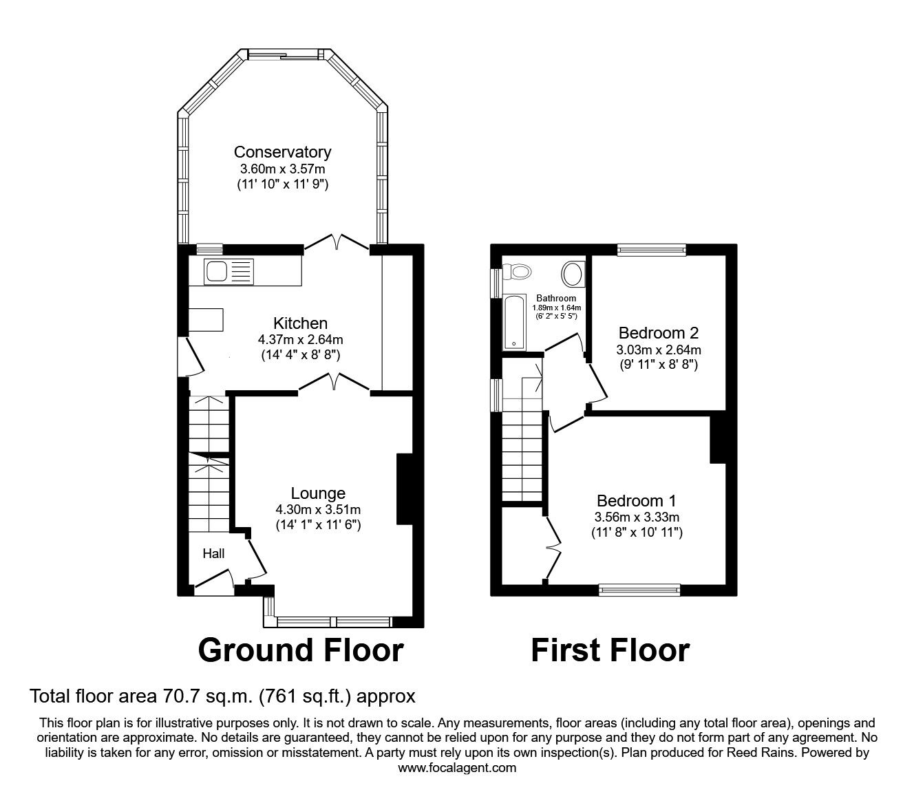 Floorplan of 2 bedroom End Terrace House to rent, Westcliffe Drive, Halifax, West Yorkshire, HX2