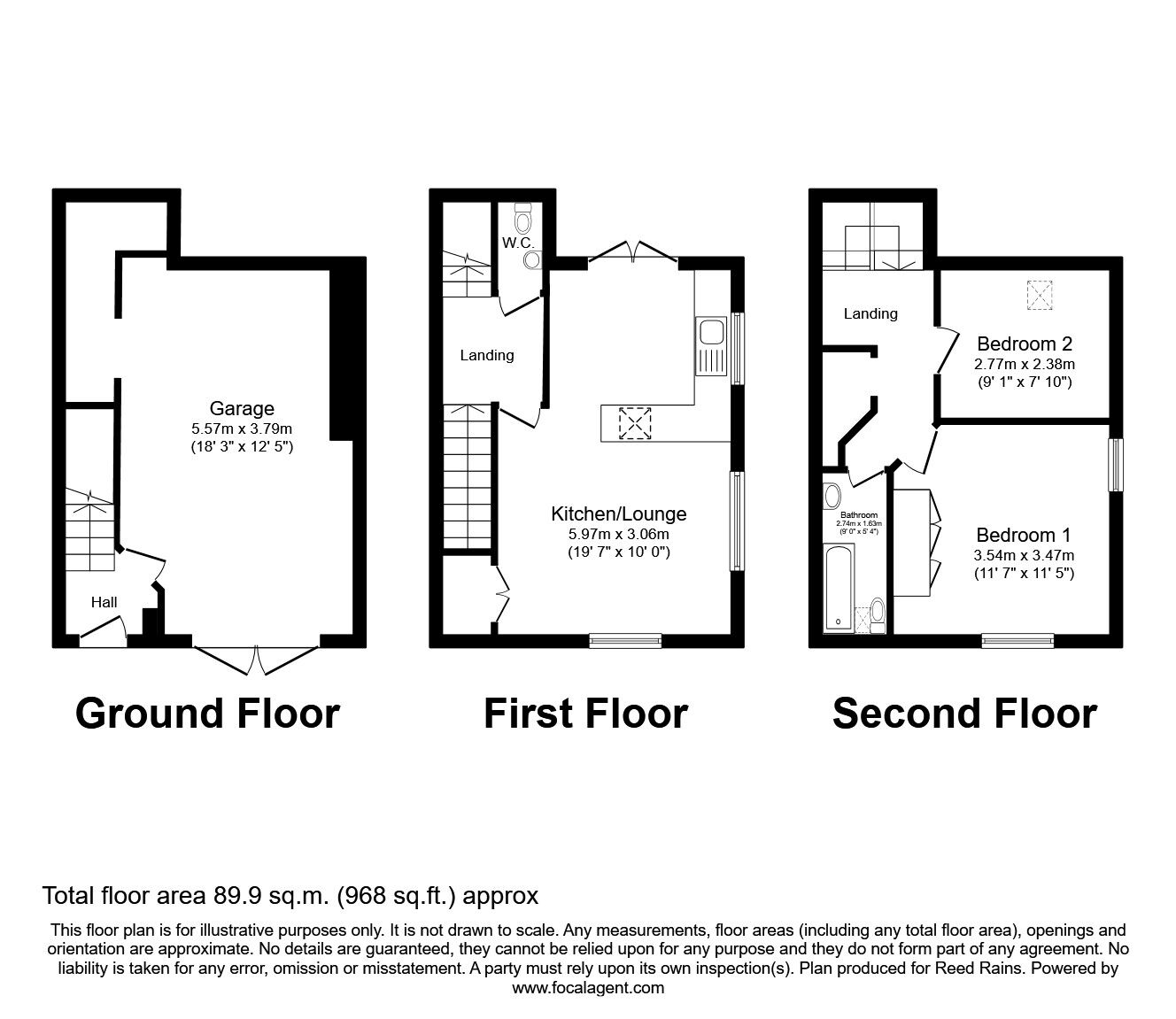 Floorplan of 2 bedroom Semi Detached House to rent, Long Lane, Wheatley, West Yorkshire, HX3