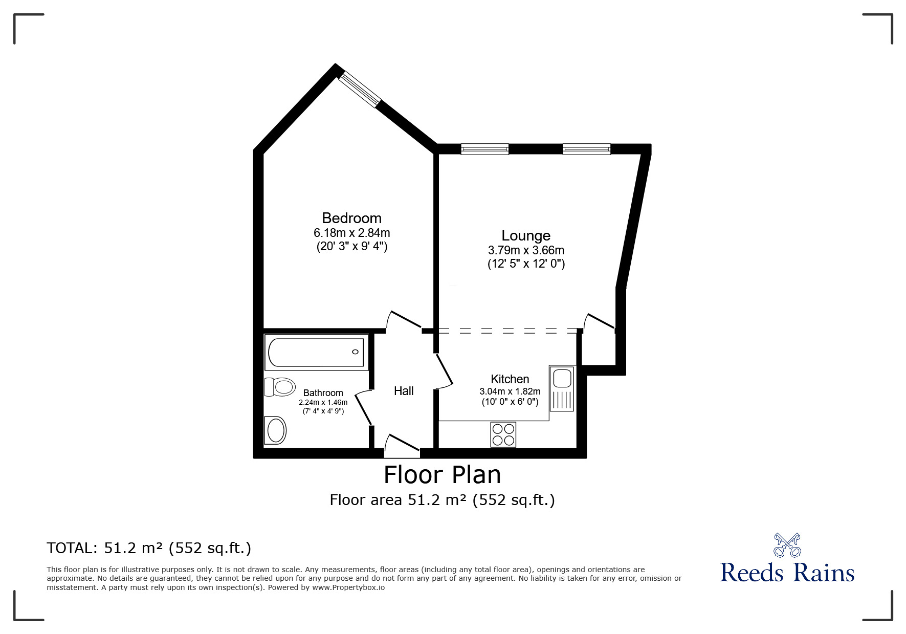 Floorplan of 1 bedroom  Flat to rent, Park Road, Halifax, West Yorkshire, HX1