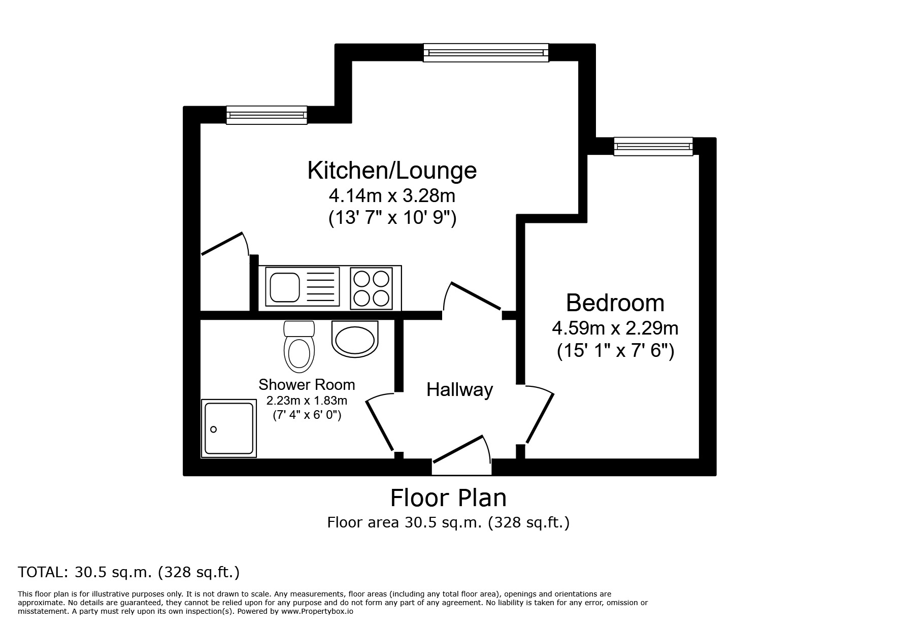 Floorplan of 1 bedroom  Flat to rent, Cumberland Close, Halifax, West Yorkshire, HX2