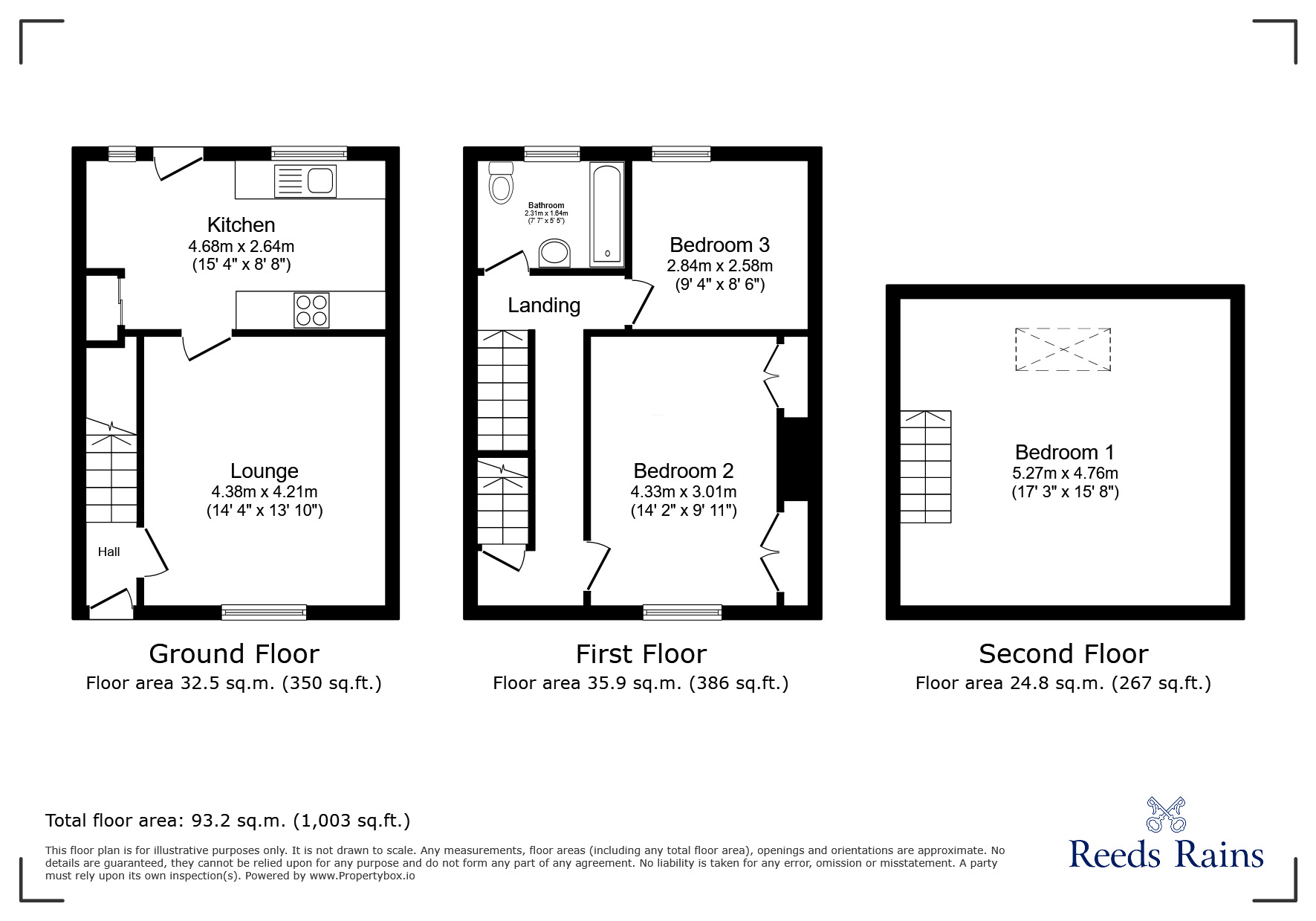 Floorplan of 3 bedroom Mid Terrace House to rent, Rose Mount, Delph Hill, West Yorkshire, HX2