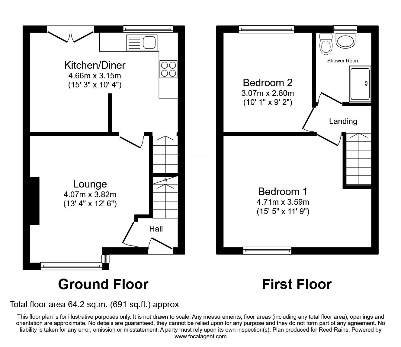 Floorplan of 2 bedroom End Terrace House for sale, The Hame, Stainland Road, Halifax, HX4