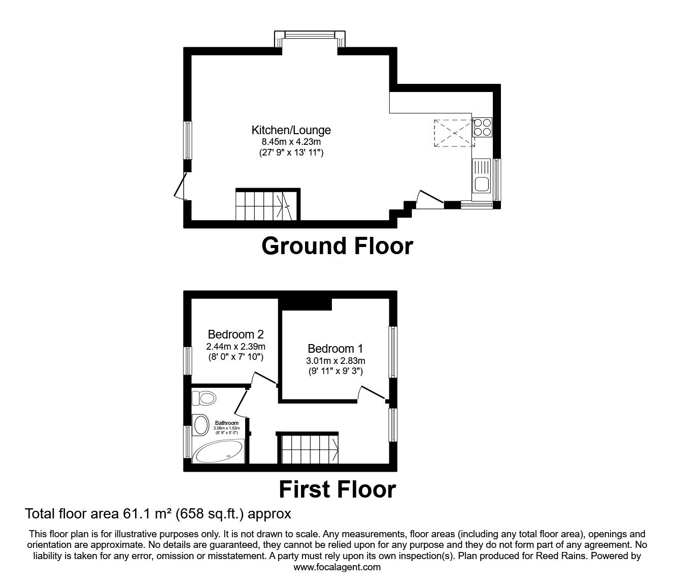 Floorplan of 2 bedroom End Terrace House for sale, Lumb Terrace, Halifax, West Yorkshire, HX2