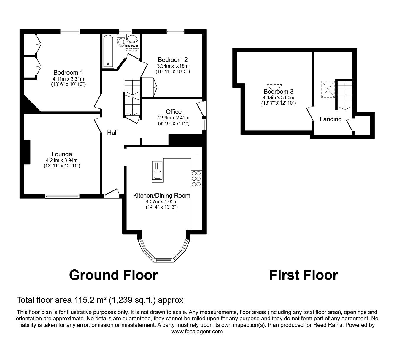 Floorplan of 3 bedroom Semi Detached House for sale, Brant Avenue, Halifax, West Yorkshire, HX2