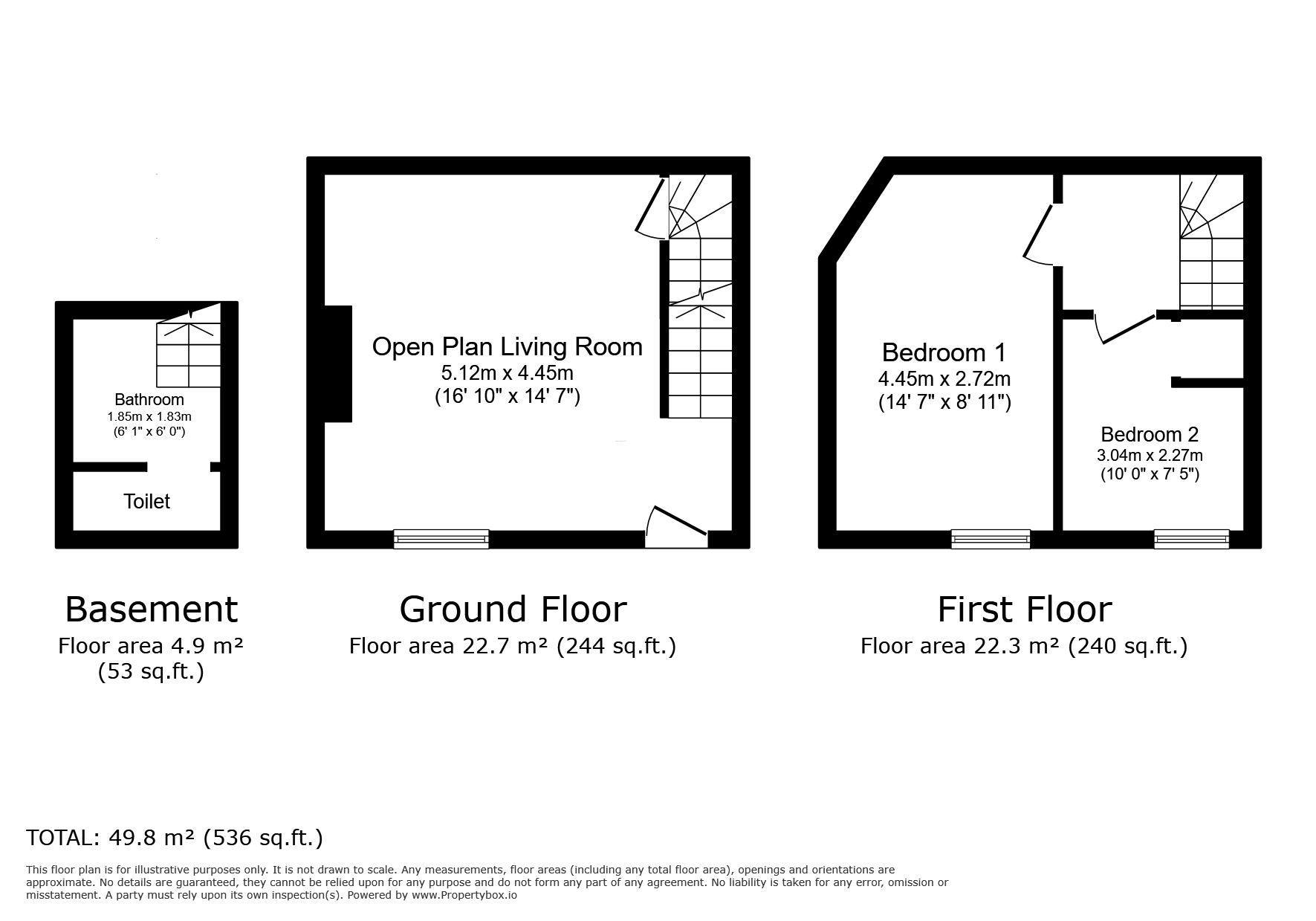 Floorplan of 2 bedroom Mid Terrace House for sale, Union Street, Sowerby Bridge, Calderdale, HX6