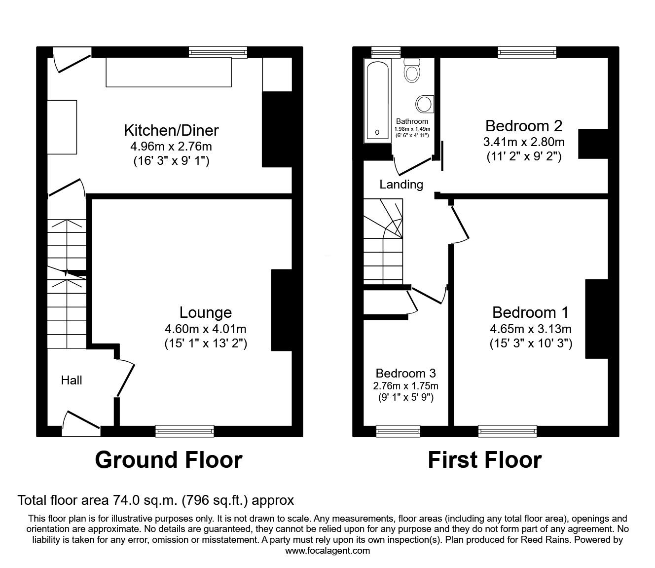 Floorplan of 3 bedroom Mid Terrace House for sale, Clough Lane, Halifax, West Yorkshire, HX2