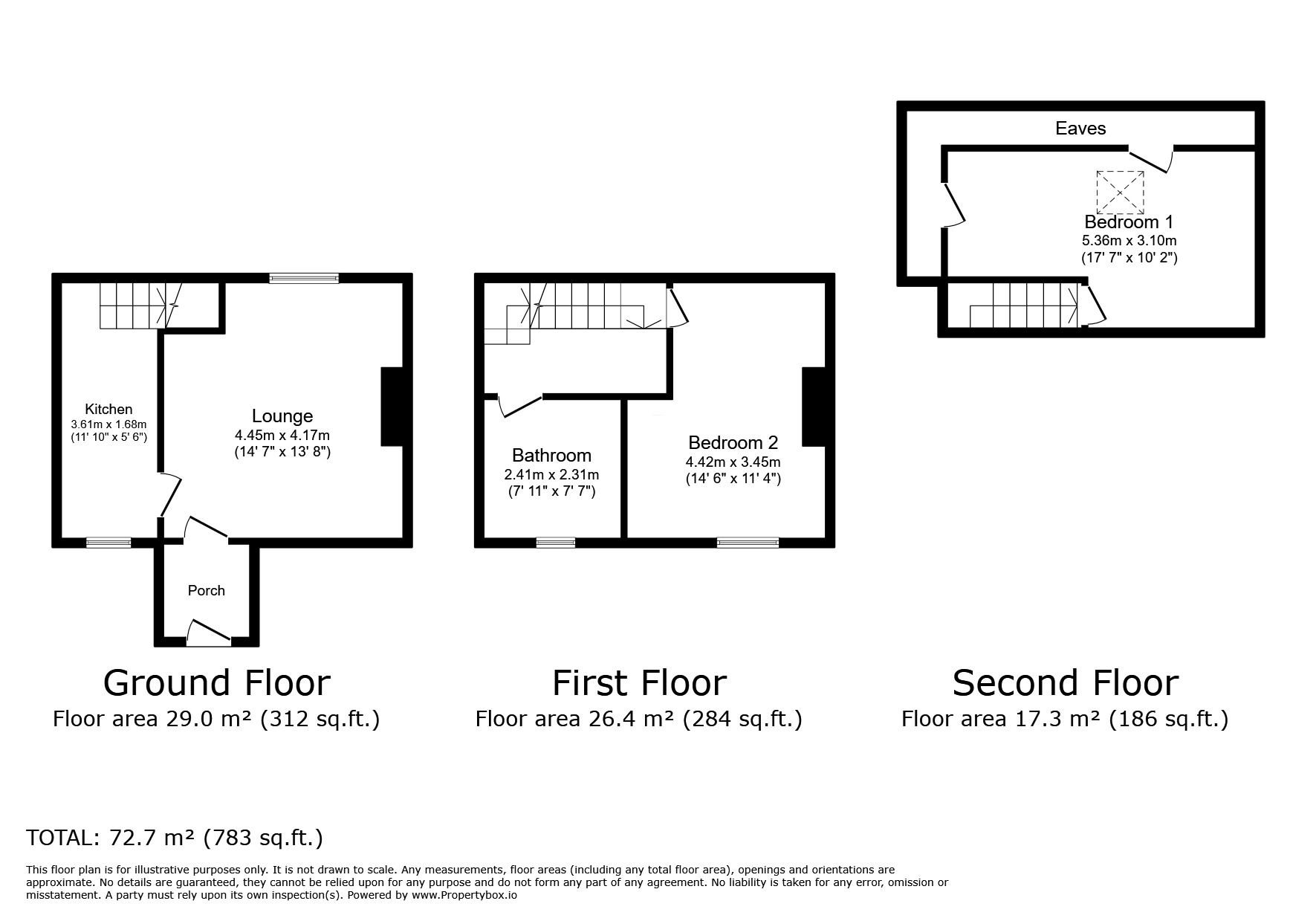 Floorplan of 2 bedroom Mid Terrace House for sale, Roseberry Terrace, Halifax, West Yorkshire, HX1