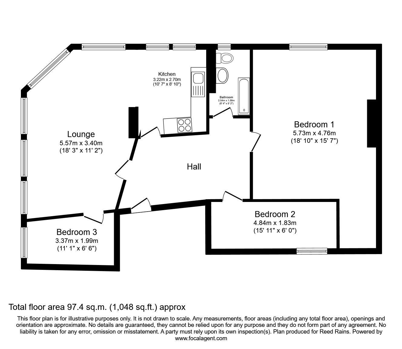 Floorplan of 3 bedroom  Flat to rent, Bull Green, Halifax, West Yorkshire, HX1