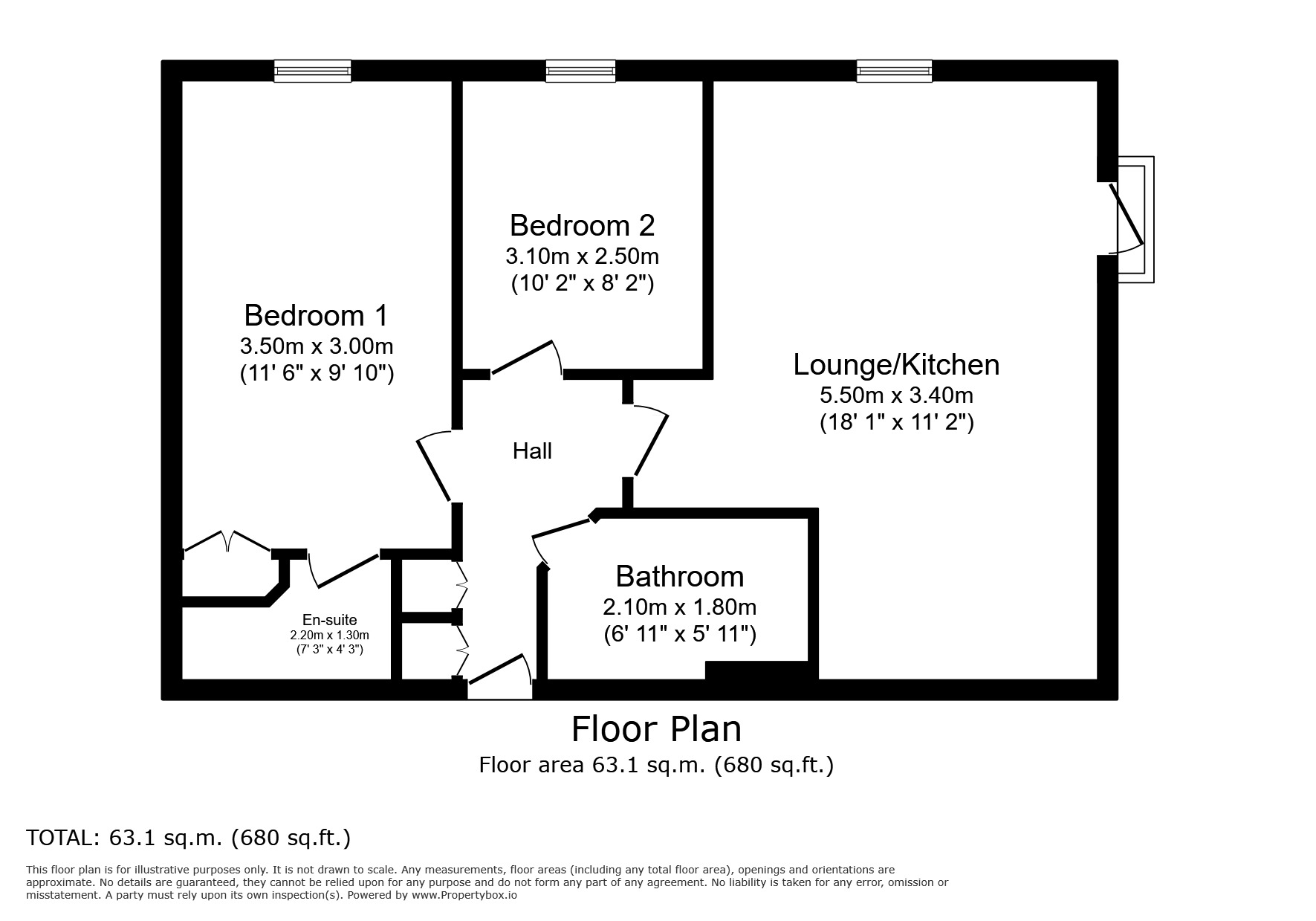 Floorplan of 2 bedroom  Flat for sale, Spinners Close, Halifax, West Yorkshire, HX1