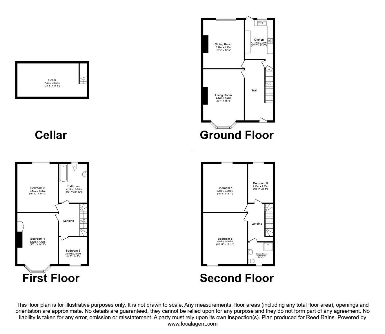 Floorplan of 6 bedroom Mid Terrace House for sale, Hyde Park, Halifax, West Yorkshire, HX1