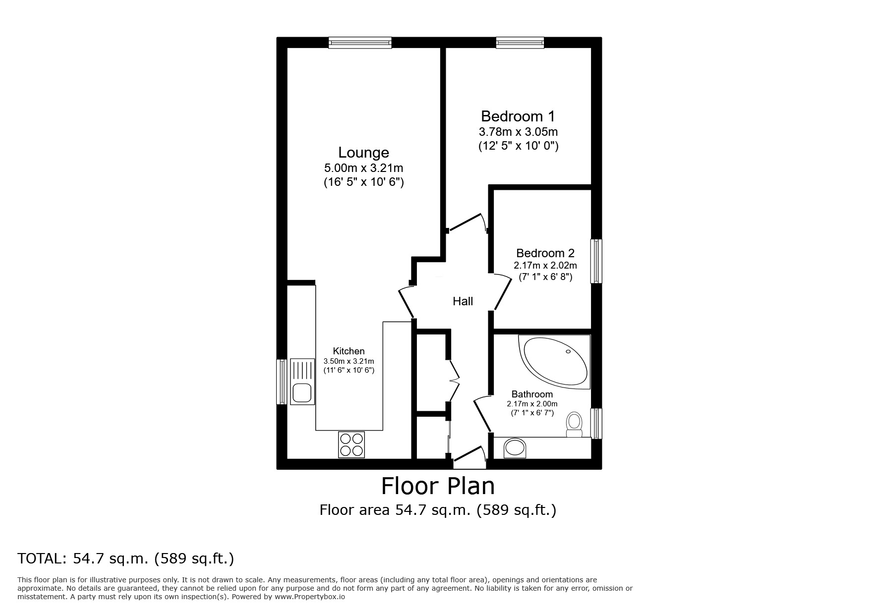 Floorplan of 2 bedroom Flat to rent, King Cross Street, Halifax, West Yorkshire, HX1