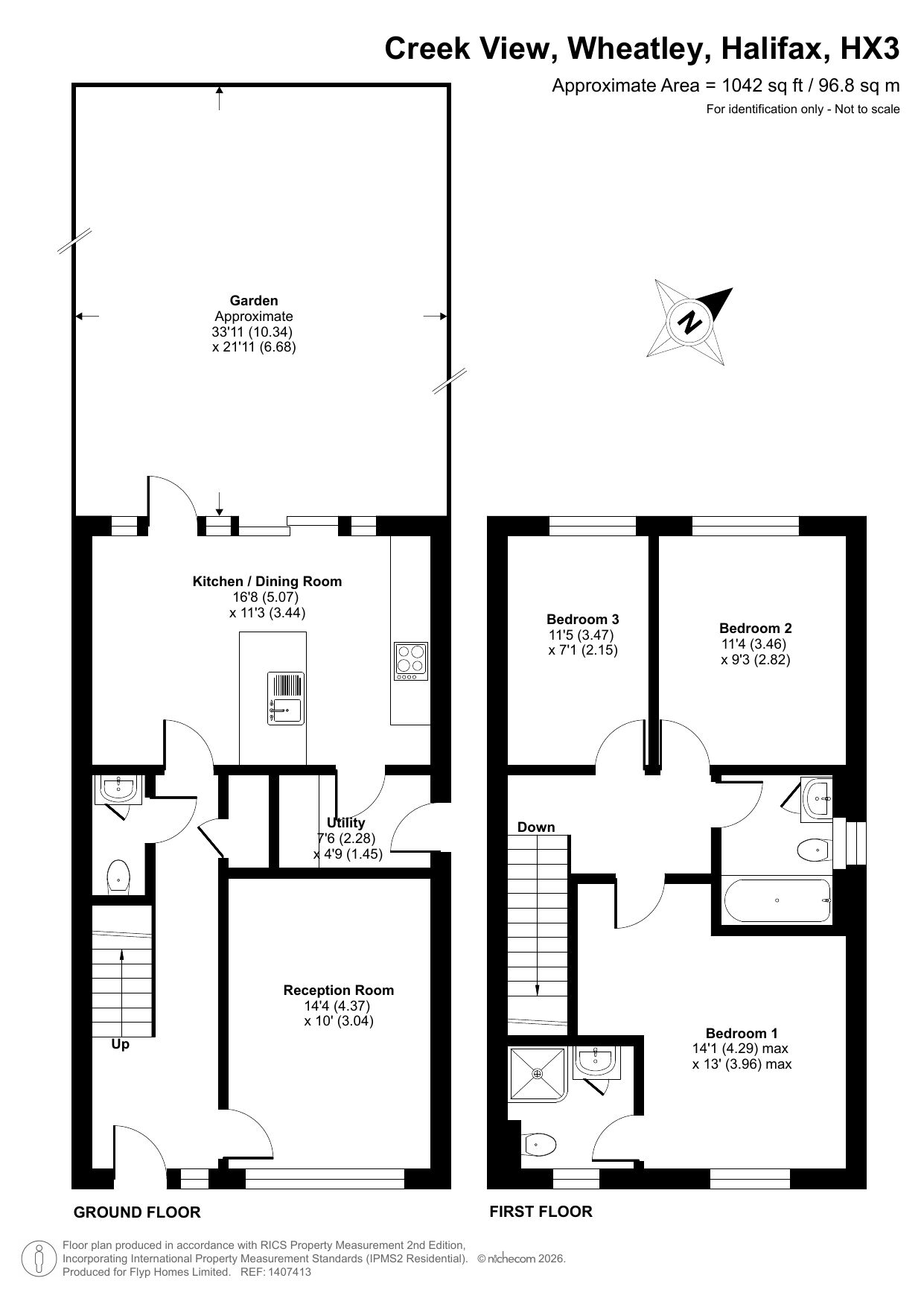 Floorplan of 3 bedroom Semi Detached House for sale, Creek View, Wheatley, West Yorkshire, HX3