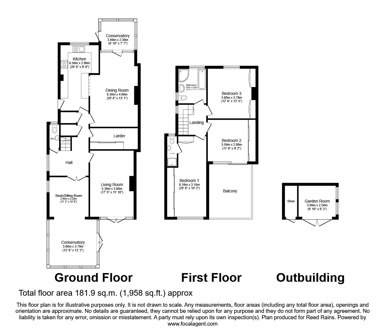 Floorplan of 3 bedroom Semi Detached House for sale, Yew Park, Brighouse, West Yorkshire, HD6