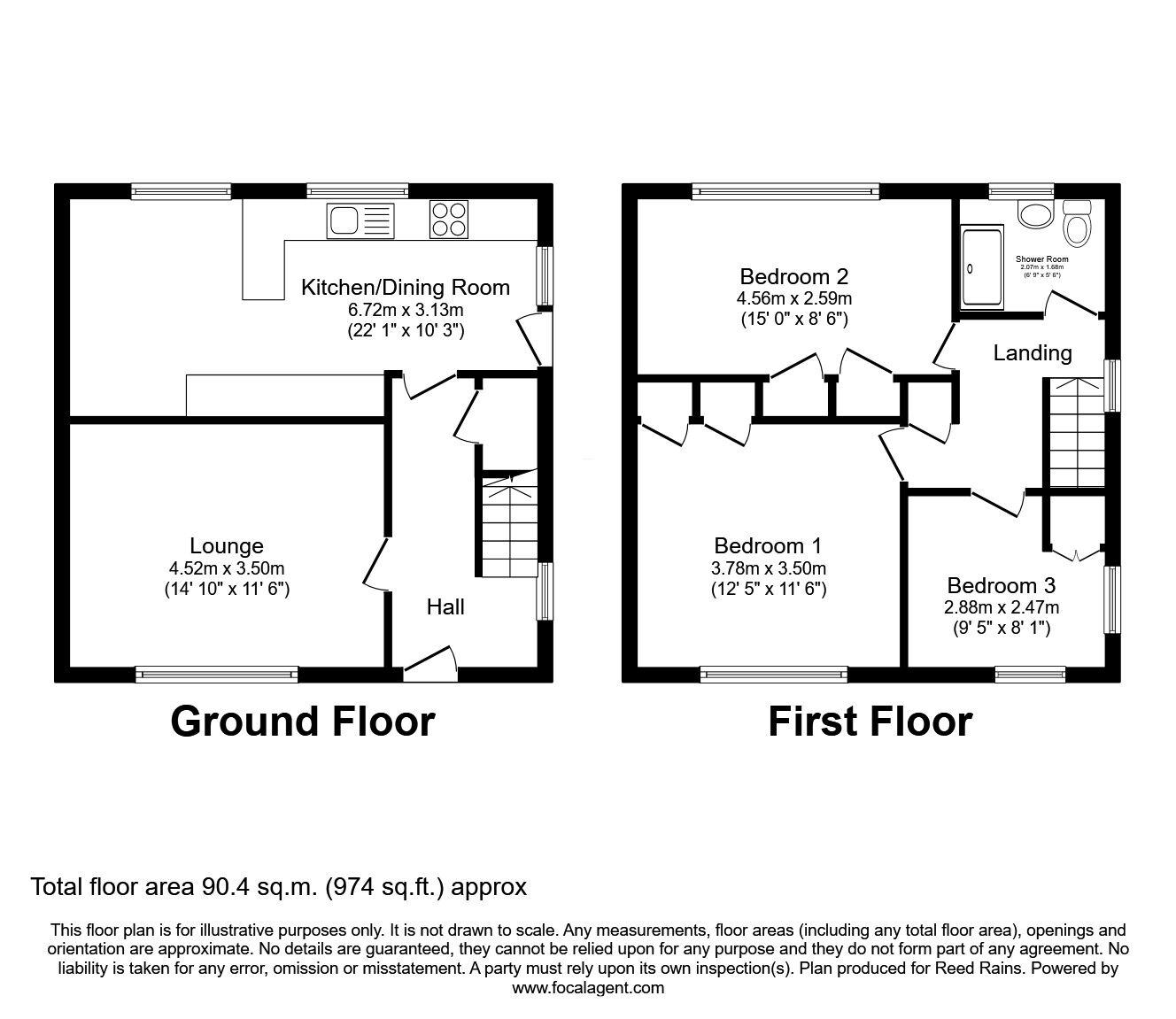 Floorplan of 3 bedroom Semi Detached House for sale, Myrtle Drive, Halifax, West Yorkshire, HX2