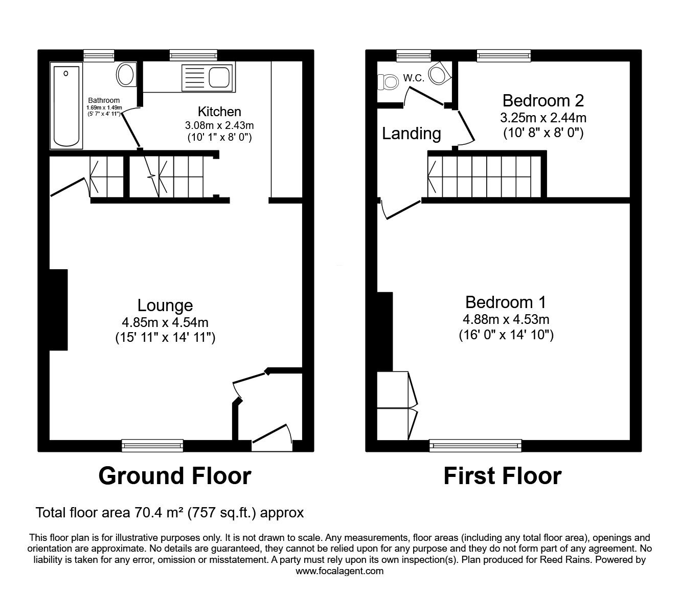 Floorplan of 2 bedroom End Terrace House for sale, Rishworth New Road, Sowerby Bridge, West Yorkshire, HX6