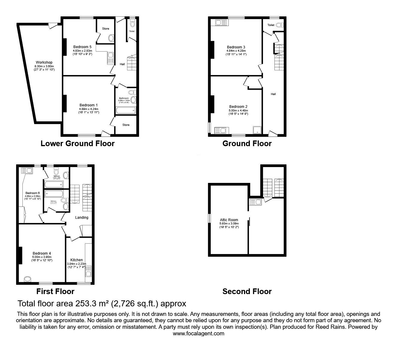 Floorplan of 6 bedroom Semi Detached House for sale, South Parade, Halifax, West Yorkshire, HX1