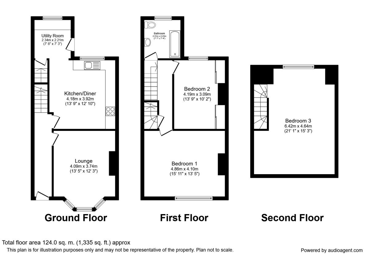 Floorplan of 3 bedroom Mid Terrace House for sale, Abbey Walk South, Halifax, West Yorkshire, HX3